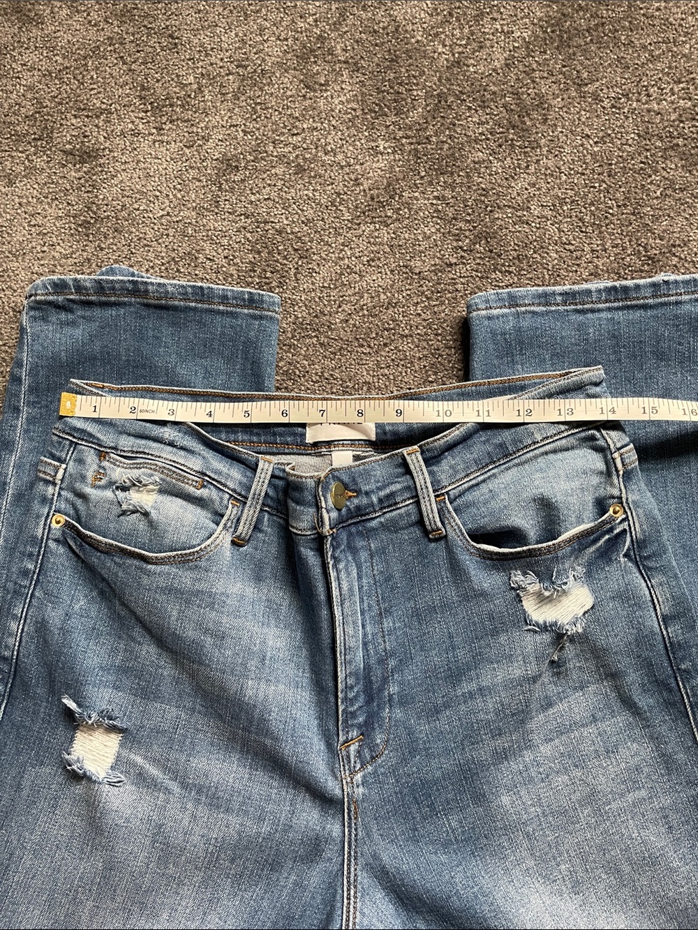Frame Denim Le High Straight. Light Blue Distressed straight leg Jeans 31 - Picture 5 of 8